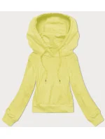 Krátka mikina s kapucňou v citrónovej farbe (8B939-33)