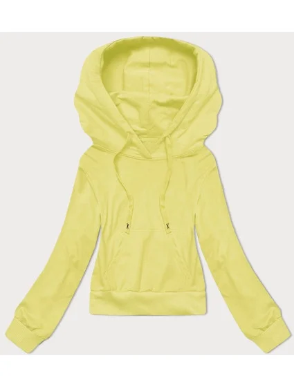 Krátka mikina s kapucňou v citrónovej farbe (8B939-33)