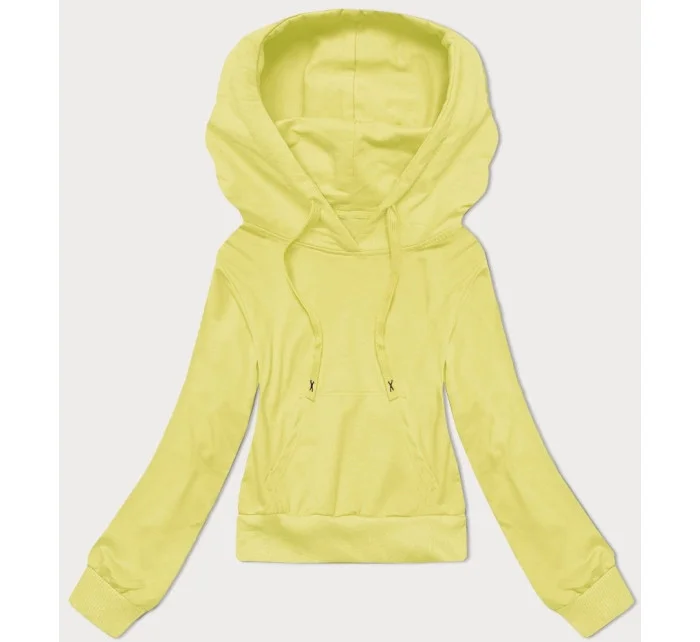 Krátka mikina s kapucňou v citrónovej farbe (8B939-33)
