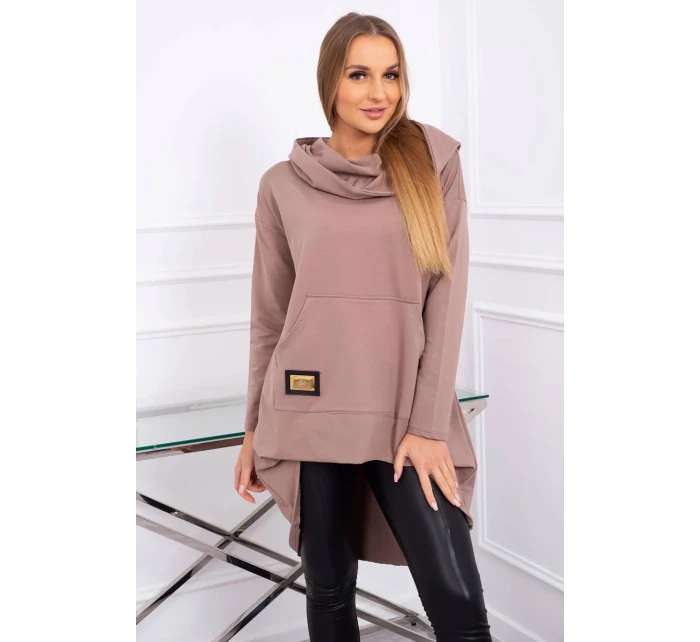 Mikina s dlhým chrbtom a kapucňou mocca Mikina s dlhým chrbtom a kapucňou mocca