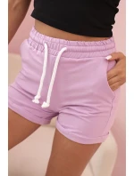 Dámske bavlnené šortky s elastickým pásom svetlo fialové