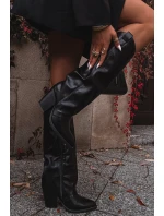 Dámske zateplené kovbojské čižmy Mavine na stĺpikovom podpätku - čierne Dámske zateplené kovbojské čižmy Mavine na stĺpikovom podpätku - čierne