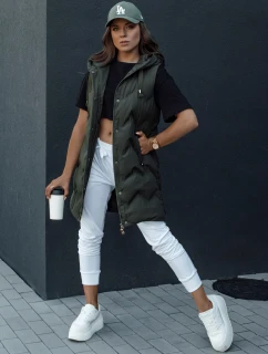 Dámska prešívaná vesta s kapucňou TAMIRA zelená FashionStreet TY4533