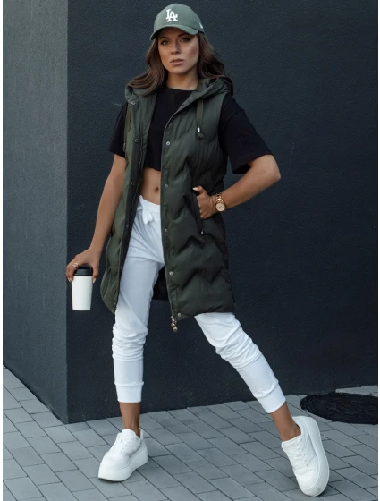Dámská prošívaná vesta s kapucí zelená Dstreet model 21979838 - FashionStreet Dámská prošívaná vesta s kapucí zelená Dstreet model 21979838 - FashionStreet