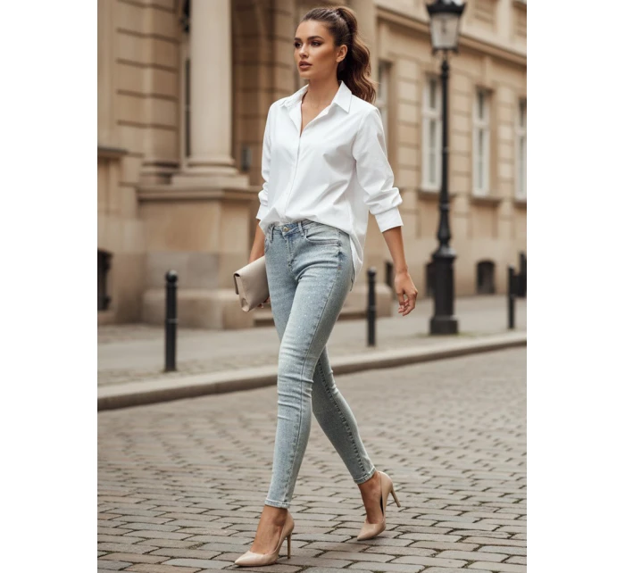 Dámské džínové úzké kalhoty s ozdobou modré Dstreet model 21985189 - FashionStreet