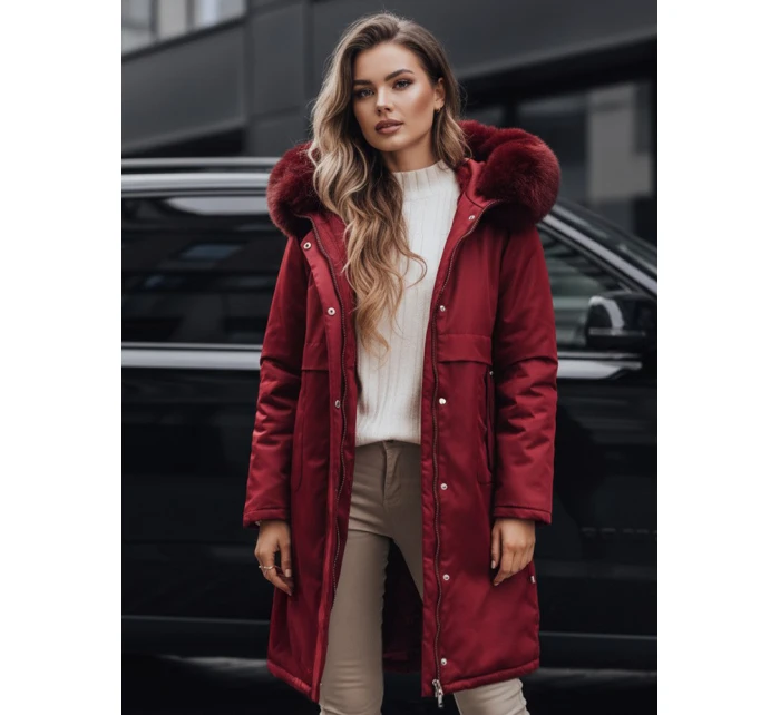 Dámská zimní bunda parka s kožešinou vínová Dstreet model 21991651 - FashionStreet
