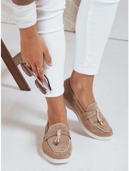 Dámske semišové béžové mokasíny FashionStreet ZY1050 Dámske semišové béžové mokasíny FashionStreet ZY1050