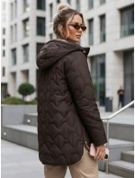 Dámska prechodná prešívaná bunda s odnímateľnou kapucňou hnedá TY5623