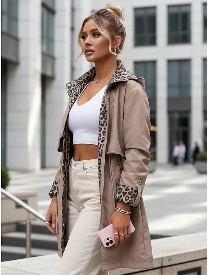 Dámska prechodná bunda PANTER moka FashionStreet TY5658 Dámska prechodná bunda PANTER moka FashionStreet TY5658