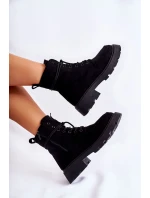 Dámské semišové kozačky zavazované Černá model 21593395 - Boto