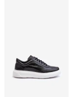 Męskie Buty Sportowe Skórzane Zazoo 1544 Czarne