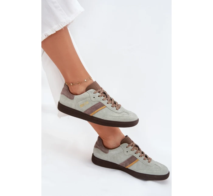 Zamszowe Niskie Sneakersy Damskie Big Star SS274678 HI-POLY SYSTEM Miętowe