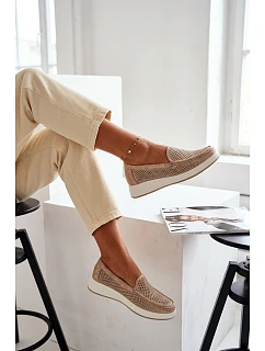 Dámské krajkové mokasíny Sergio Leone MK097H zlaté