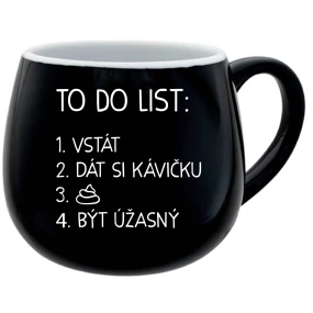 TO DO LIST:  BÝT ÚŽASNÝ - černý keramický hrníček 300 ml
