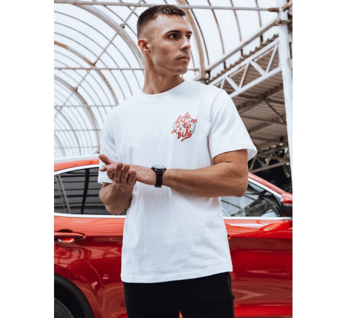 Pánské bílé tričko s potiskem Dstreet model 21975056 - FashionStreet
