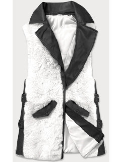 Elegantní vesta z ekokůže a kožešiny model 15831761 - S'WEST