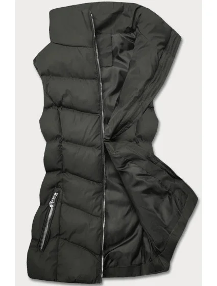 Perová dámska vesta v army farbe (5M719-136)