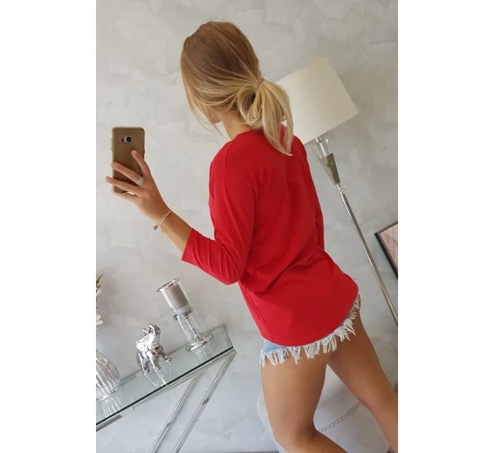 Blúzka s kolážovou potlačou červená