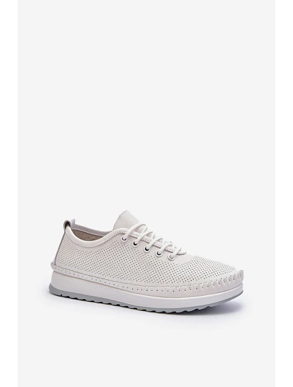 Kožené Sportovní Dámské Tenisky Beige model 21650400 - VINCEZA Kožené Sportovní Dámské Tenisky Beige model 21650400 - VINCEZA