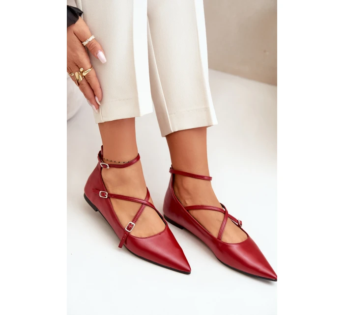 Dámské baleríny se a pásky bordové model 21670189 - Boto Dámské baleríny se a pásky bordové model 21670189 - Boto