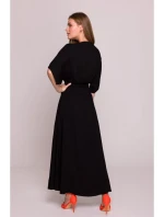 model 21154672 Viskózové maxi šaty se zavinovacím vzorem černé - STYLOVE