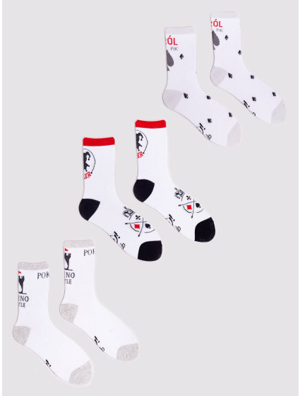 Yoclub Pánske bavlnené ponožky 3-Pack SKA-0070F-AA00 White