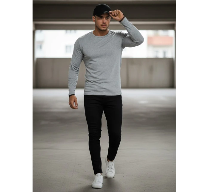 Pánské šedé tričko s dlouhým rukávem model 21994116 - Dstreet
