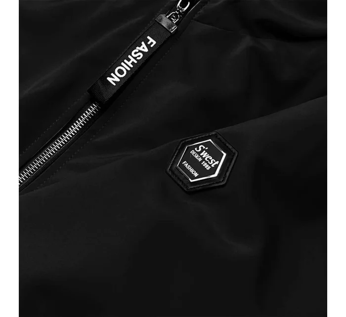 Čierna dámska bunda s kapucňou (B8121-1) Čierna dámska bunda s kapucňou (B8121-1)