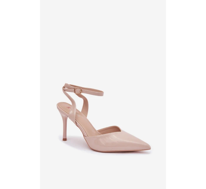 Lakované lodičky s patou béžové model 21788272 - Boto Lakované lodičky s patou béžové model 21788272 - Boto