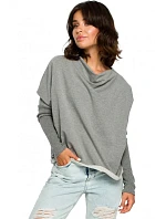 B094 Oversized top s výstrihom do V na chrbte - šedý