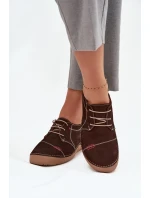 Dámske kožené čižmy s prešívaním Artiker - hnedé