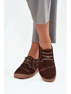 Dámske kožené čižmy s prešívaním Artiker - hnedé