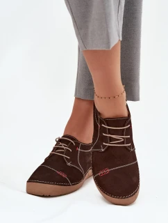 Dámske kožené čižmy s prešívaním Artiker - hnedé