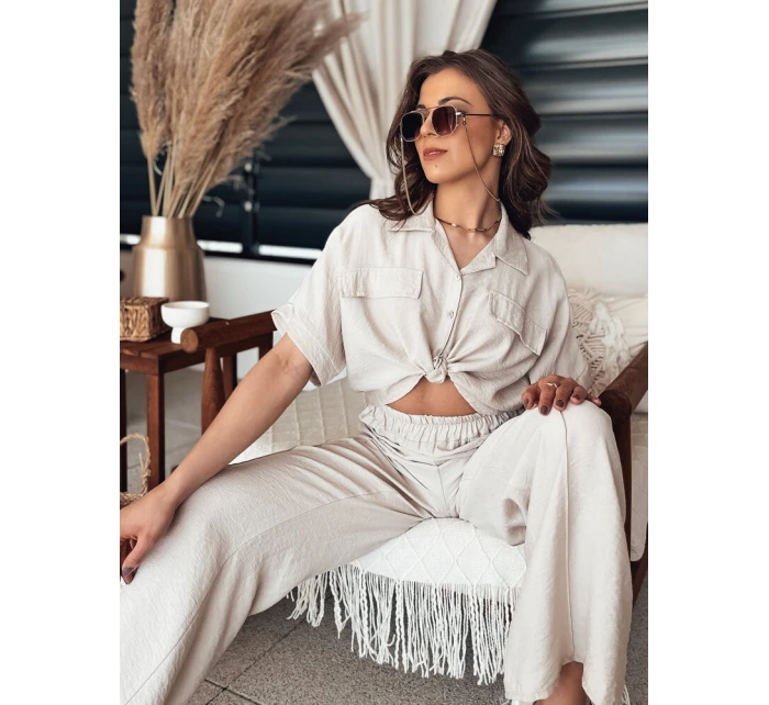 Dámská košile béžová model 21977029 - Dstreet Dámská košile béžová model 21977029 - Dstreet