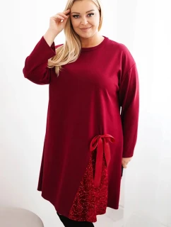 Dámská plus size šaty s ozdobnou z bordová model 21486184 - K-Fashion