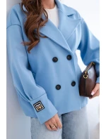 Dámská krátká model 22036099 bunda s límcem modrá - K-Fashion