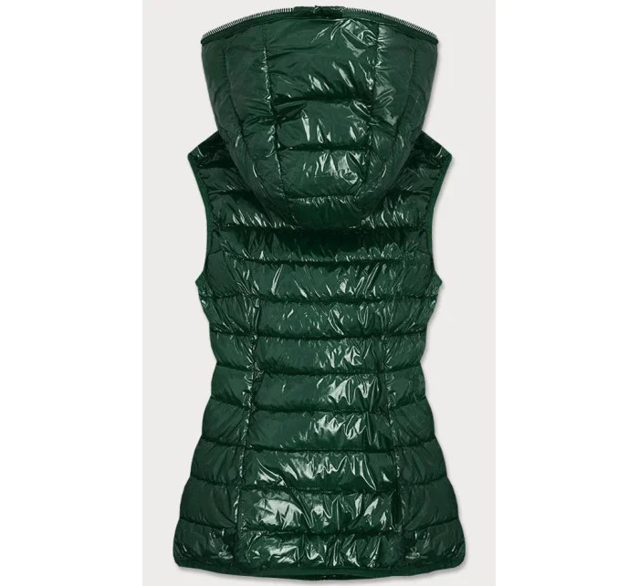 Zelená lesklá prešívaná dámska vesta (B9563)