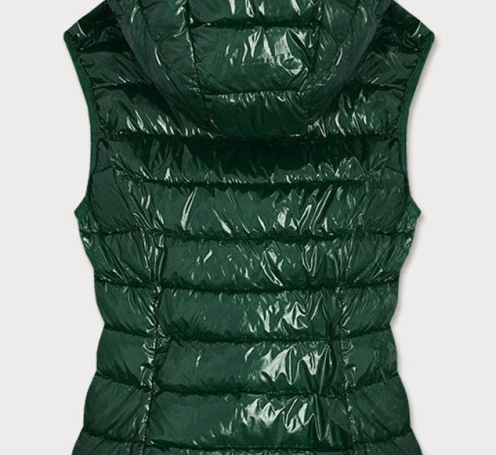 Zelená lesklá prešívaná dámska vesta (B9563)