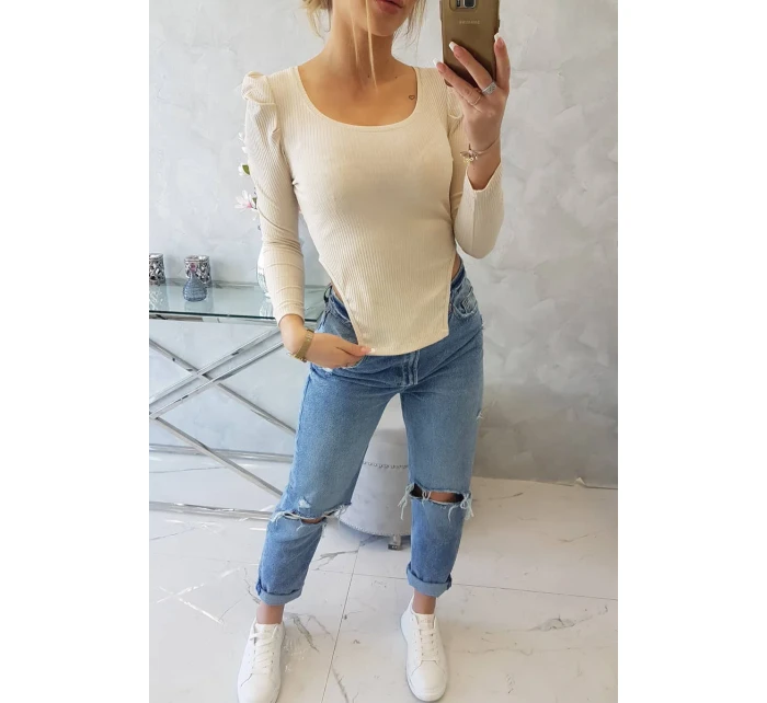 Blúzka s buffovými rukávmi svetlo béžová