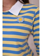 Pruhovaná bavlnená blúzka s golierom denim+žltá