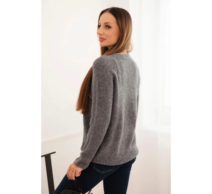 Dámsky detský sveter z alpaky s dlhými rukávmi sivý