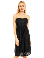 Spoločenské dámske šaty krajkové bez ramienok čierne - Čierna - MAYAADI Spoločenské dámske šaty krajkové bez ramienok čierne - Čierna - MAYAADI