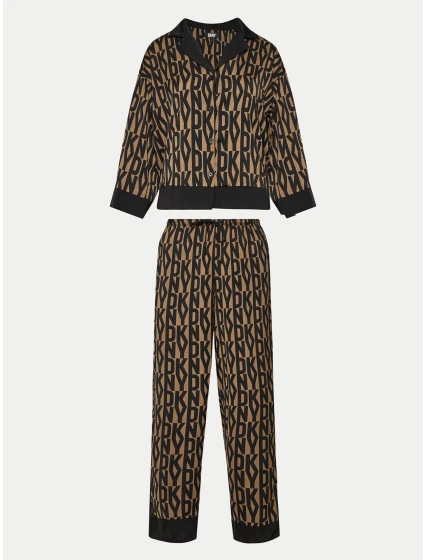 Dámske pyžamo YI90017 202 hnedé s potlačou - DKNY Dámske pyžamo YI90017 202 hnedé s potlačou - DKNY