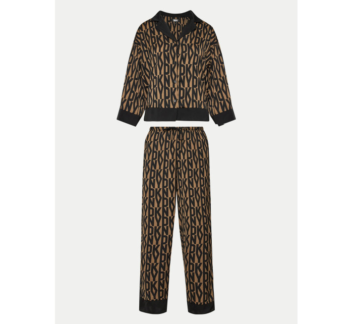 Dámske pyžamo YI90017 202 hnedé s potlačou - DKNY