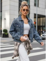 Dámska krátka džínsová bunda klasického strihu modrá FashionStreet TY5632