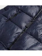 Tmavomodrá asymetrická dámska zimná bunda (8953-e) Tmavomodrá asymetrická dámska zimná bunda (8953-e)