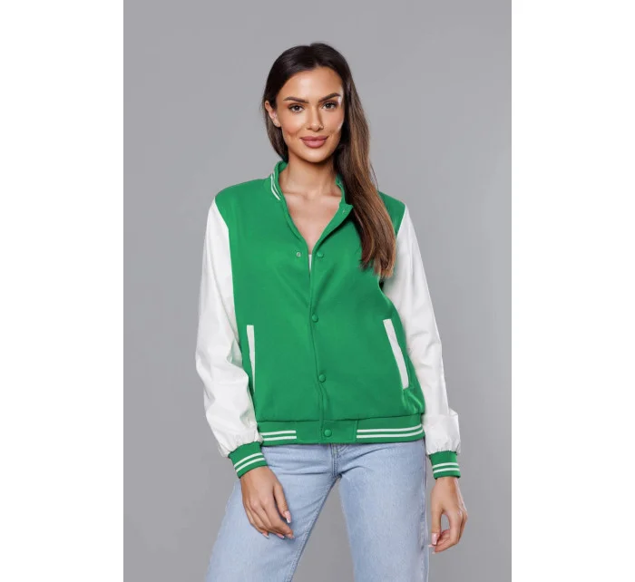 Zelená dámská baseballová bunda model 18141042 - J.STYLE Zelená dámská baseballová bunda model 18141042 - J.STYLE
