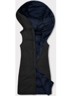 Tmavo modro-čierna obojstranná ovesrsize vesta s kapucňou (V724)