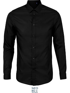 Men keprová košile s dlouhým rukávem deep black model 22499863 - NEOBLU