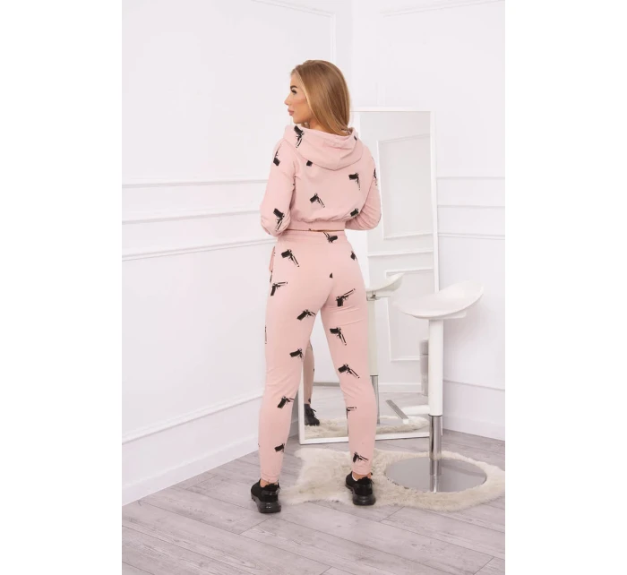 Sada s potlačou pištole tmavo púdrovo ružová